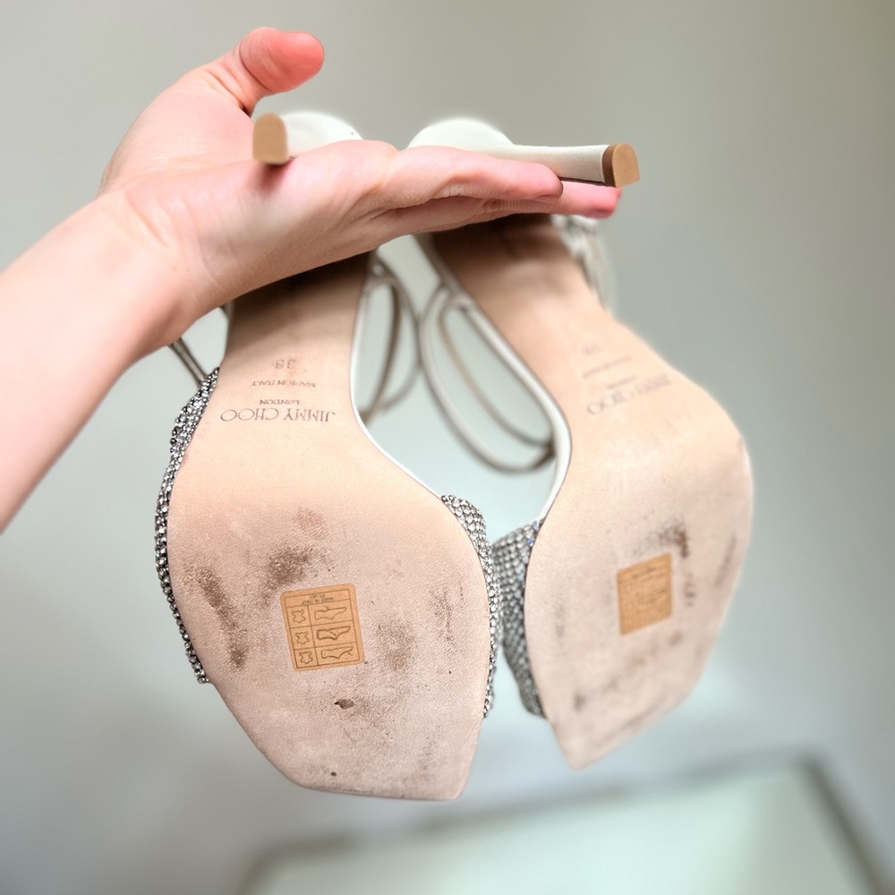 Like new JIMMY CHOO Naria 110 crystal-embellished leather sandals $1,625 - Picture 17 of 17